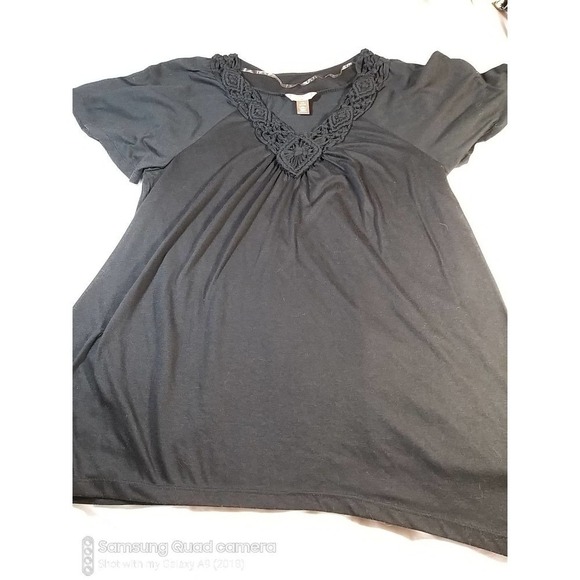 WHITE Stag Black Knotted Detail Top Large - Picture 1 of 7